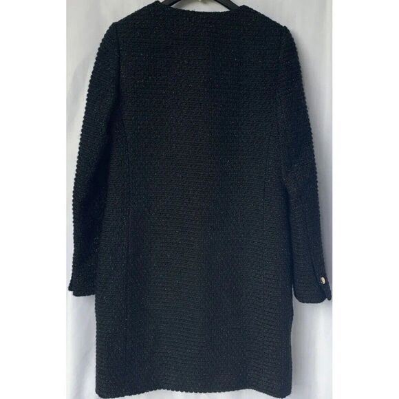 Ted Baker Womens Black Tweed Collarless Contrast Bow Pocket Coat Size 1 … - Picture 5 of 16